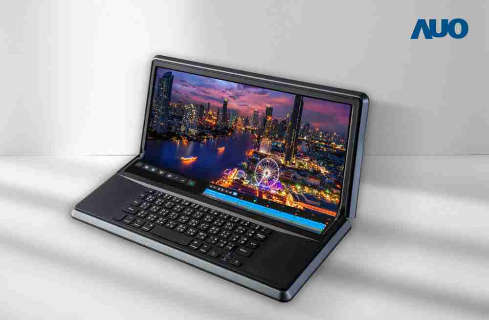 尊龙集团14.6吋Micro LED折迭显示屏幕，，搭配半径4mm的弯折绞炼，，以及高画素、、、高亮度、、高对比度的显示技术特点，，，，即便在大视角下仍保有绝佳色相与亮度