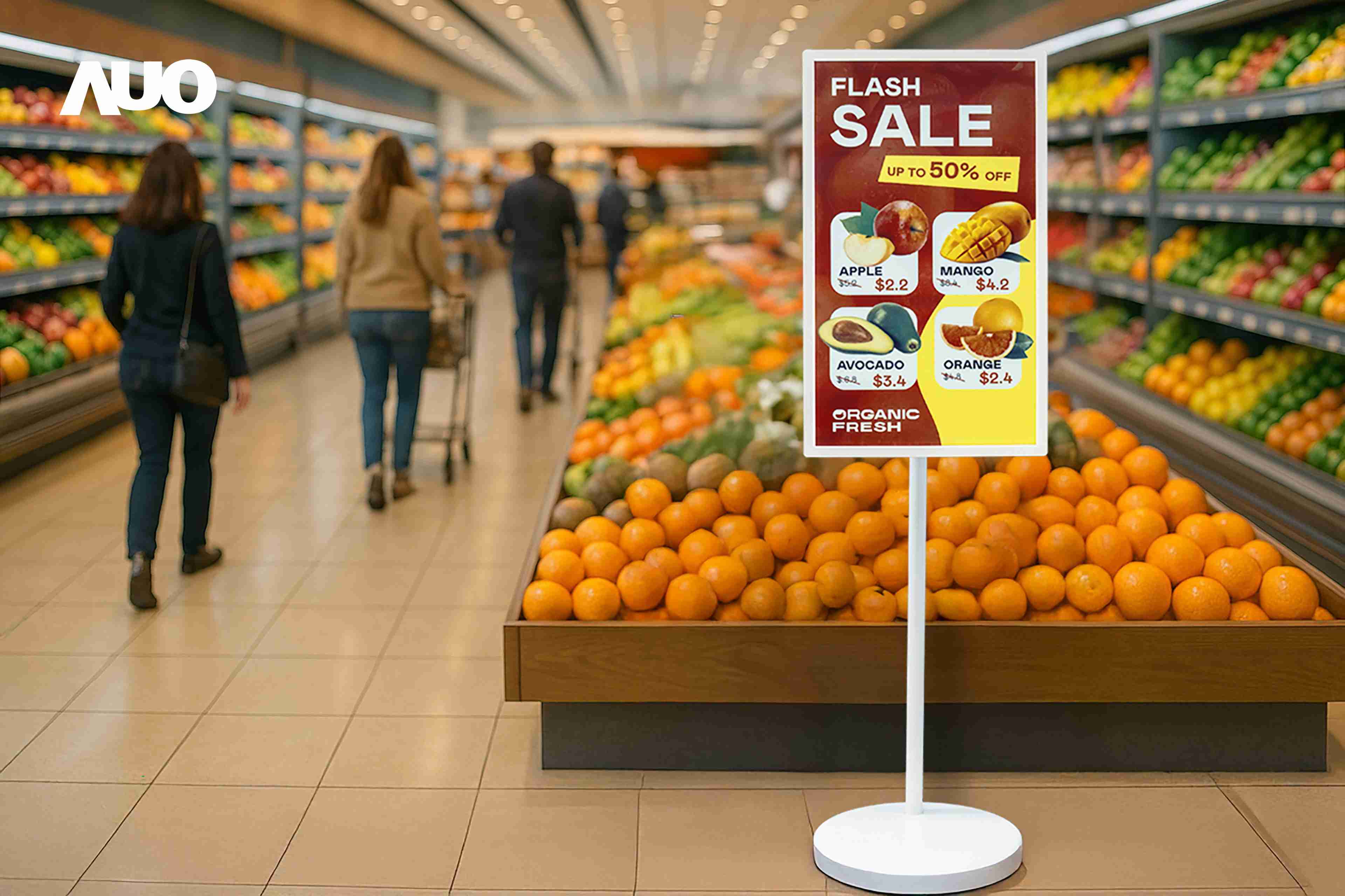 达擎首亮相低功耗、、、、全彩的〝aecoPost电子纸解决方案〞，，，仅在更新画面时需要微量的电力驱动，，，无需布建电线的便捷设计，，使其可灵活应用、、随意置放，，，并可透过云端或行动装置app，，，，轻松管理及排程广告内容，，晋升店头营销利器。。。。